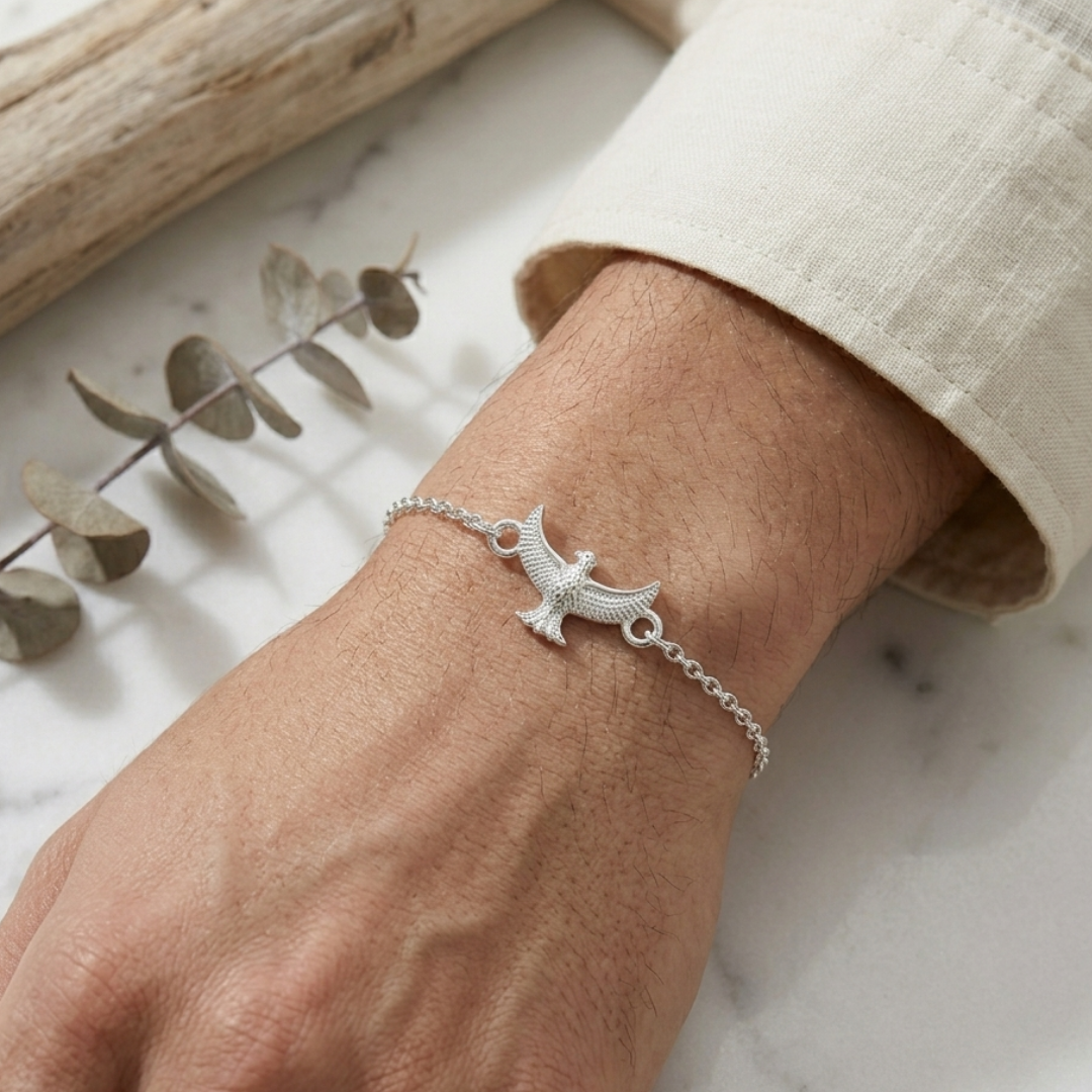 Soaring Eagle Silver Bracelet Rakhi - 925 Sterling Silver - Lustra