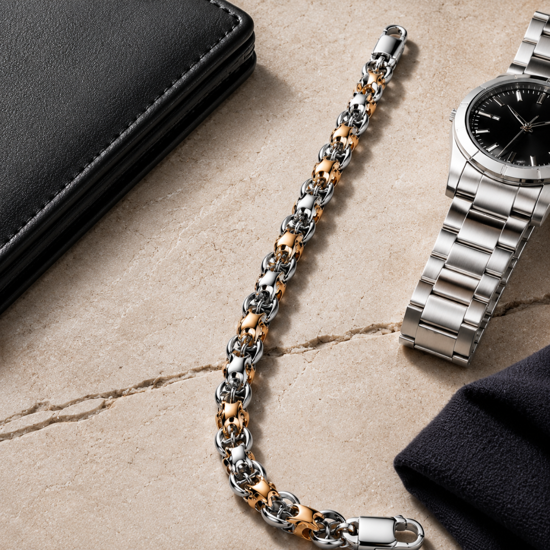 Imperial Weave Dual-Tone Bracelet