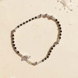 Midnight Stripe Silver Anklet pair - 925 Sterling Silver - Lustra