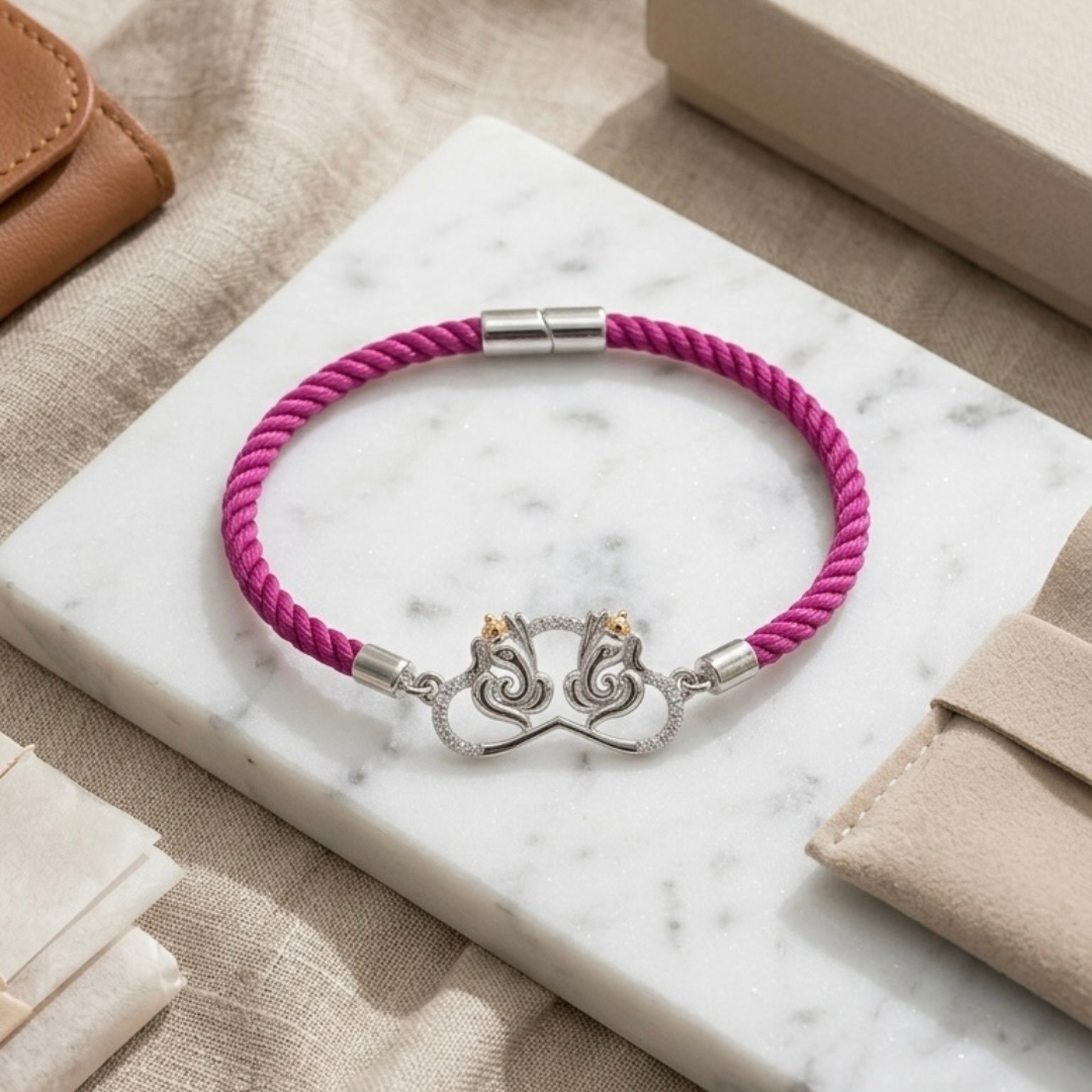 Divine Swan Silver Rakhi Bracelet