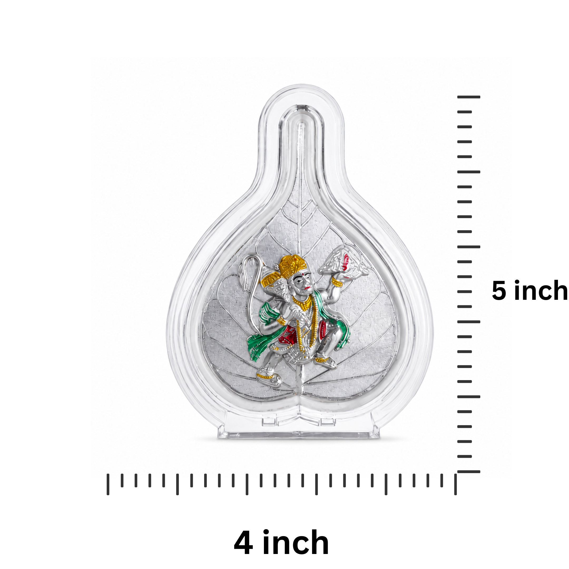 Divine Hanuman Ji 999 Silver Leaf Frame (5 x 4 Inch) - 925 Sterling Silver - Lustra