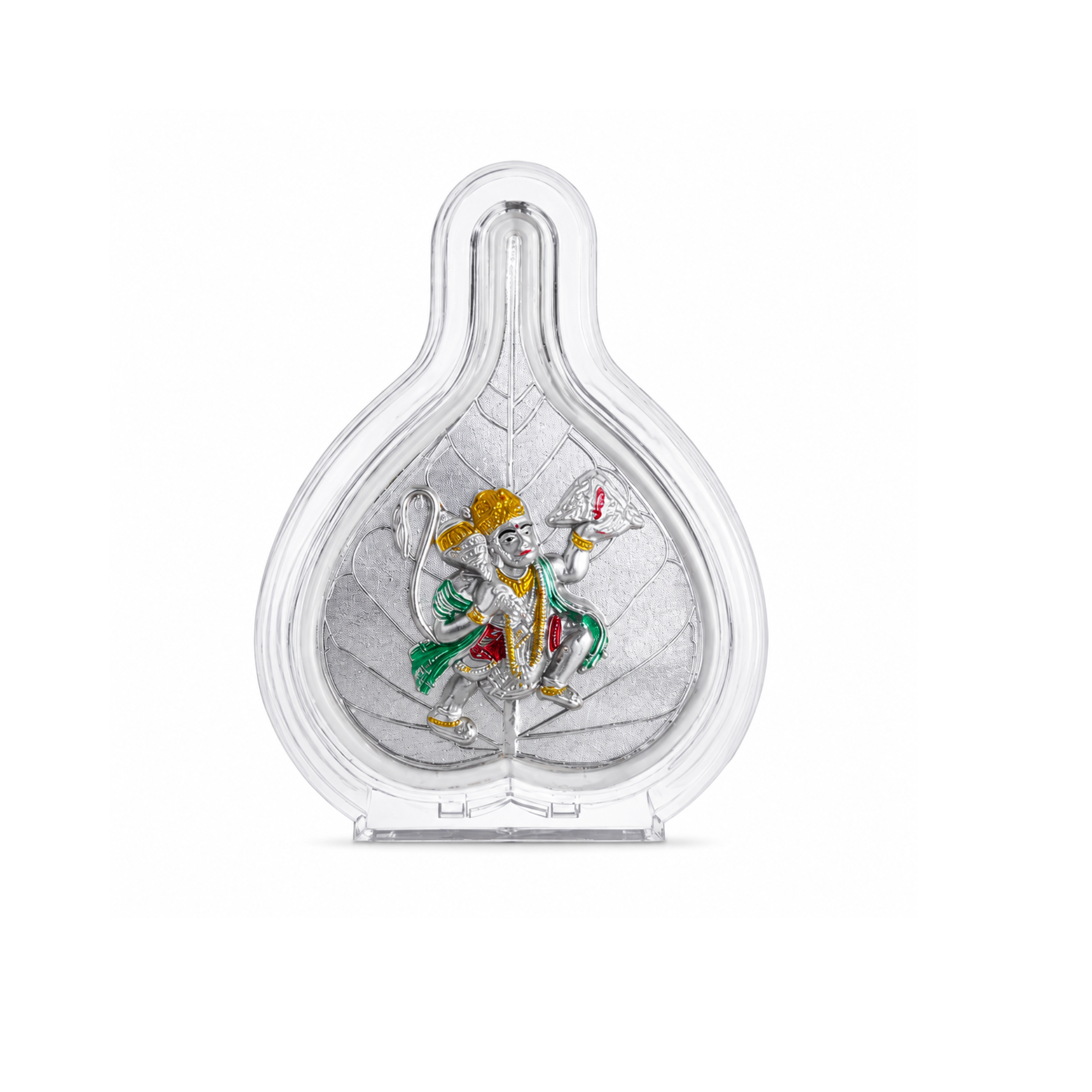 Divine Hanuman Ji 999 Silver Leaf Frame (5 x 4 Inch) - 925 Sterling Silver - Lustra