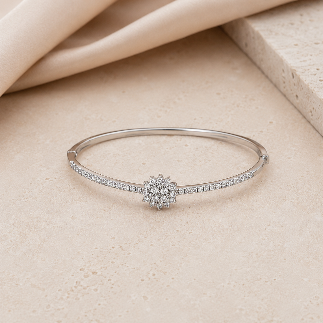 Lustra Celestial Bloom Bangle - 925 Sterling Silver - Lustra