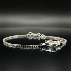 Lustra Trishul Black Stone Silver Bracelet - 925 Sterling Silver - Lustra