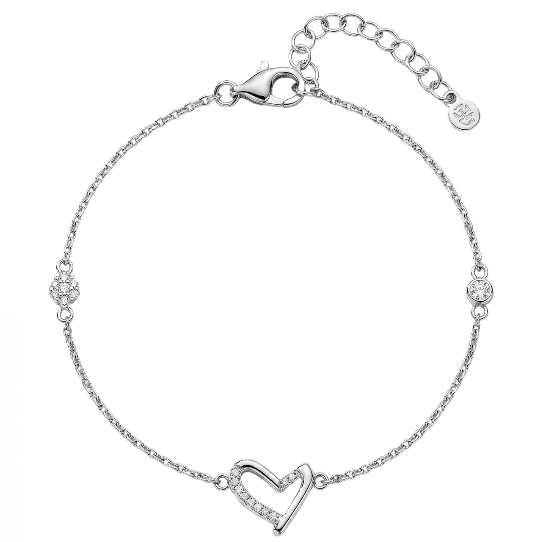 Eterna Open Heart Silver Bracelet - 925 Sterling Silver - Lustra