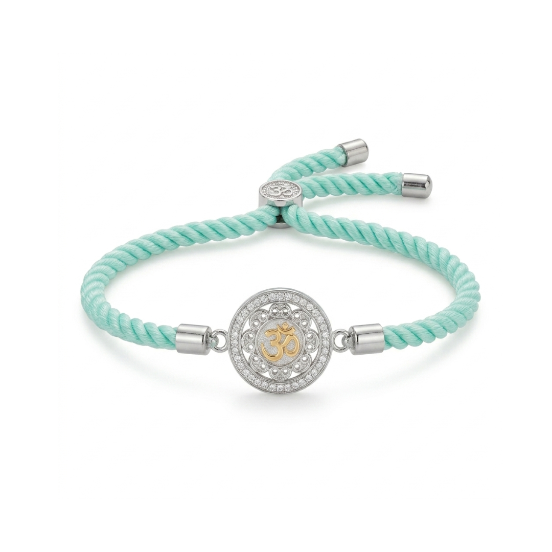 Divine Om Mandala Silver Rakhi Bracelet