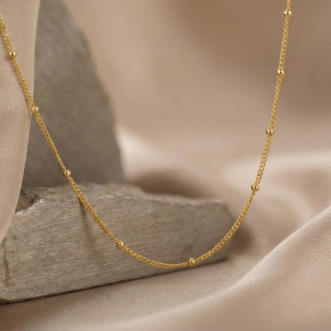 Gold-Plated Beaded Silver Chain - 925 Sterling Silver - Lustra