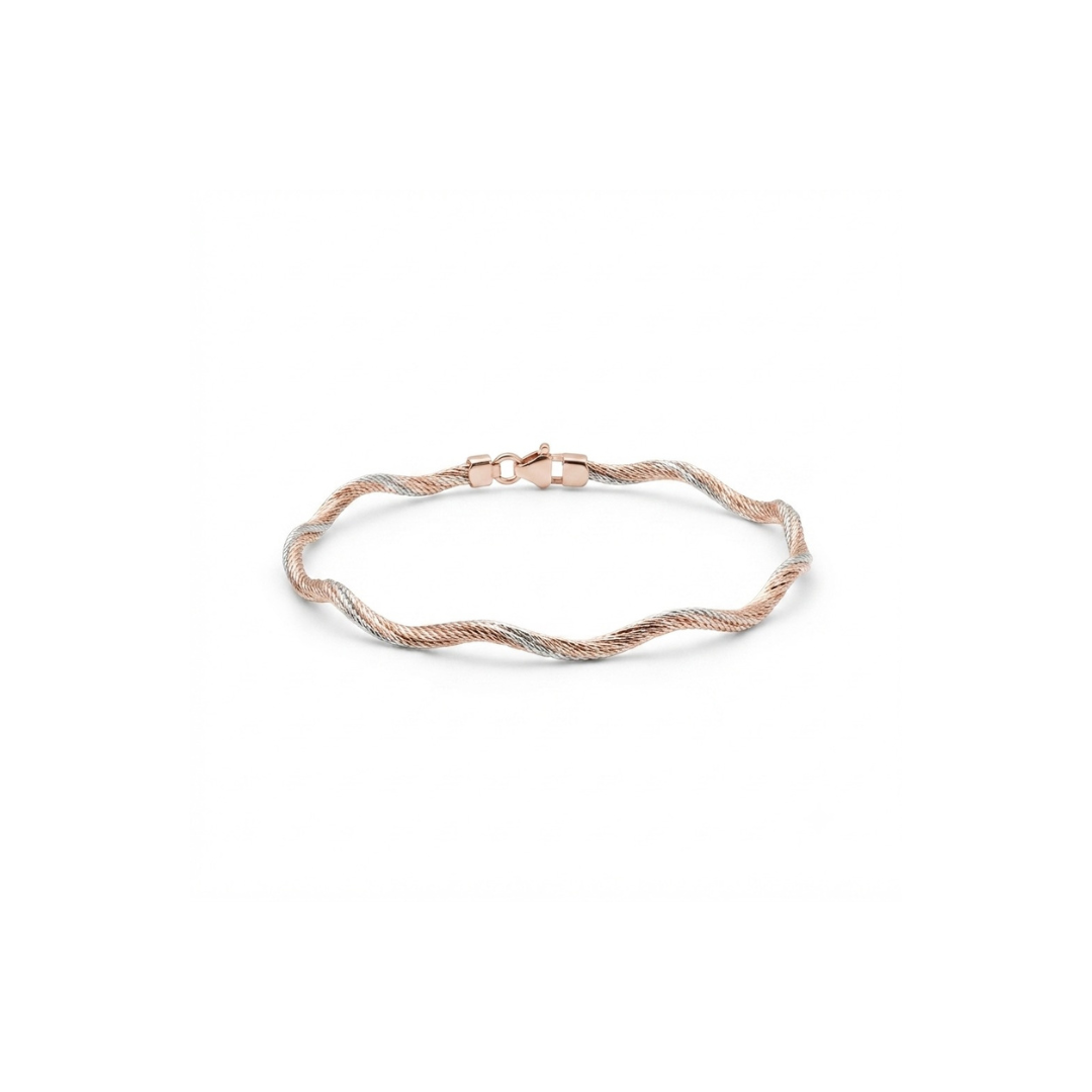 Twisted Harmony Dual-Tone Bracelet - 925 Sterling Silver - Lustra