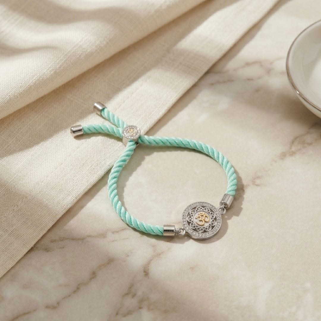 Divine Om Mandala Silver Rakhi Bracelet