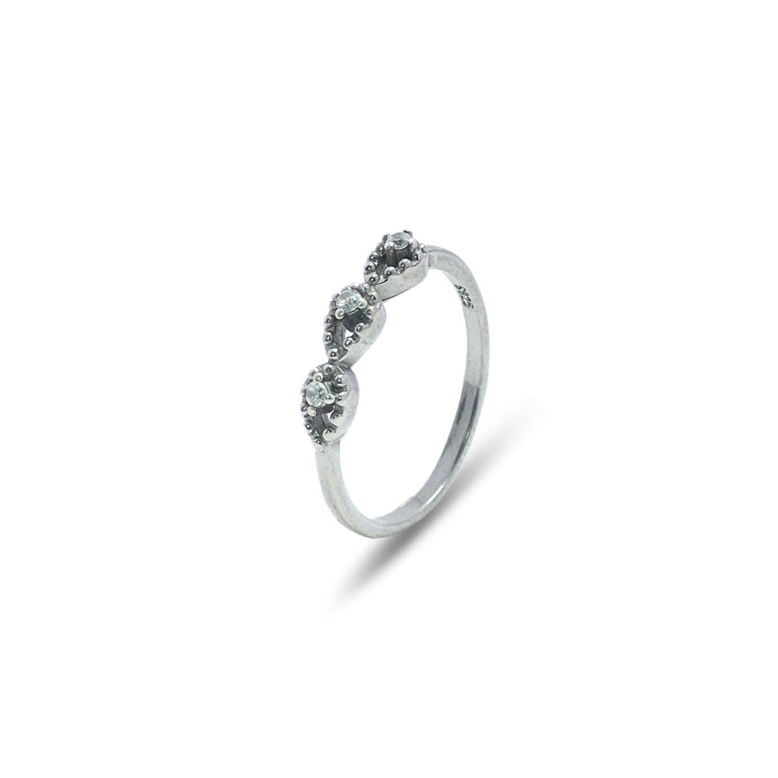 Triple Teardrop Silver Ring in 925 Fine Sterling Silver