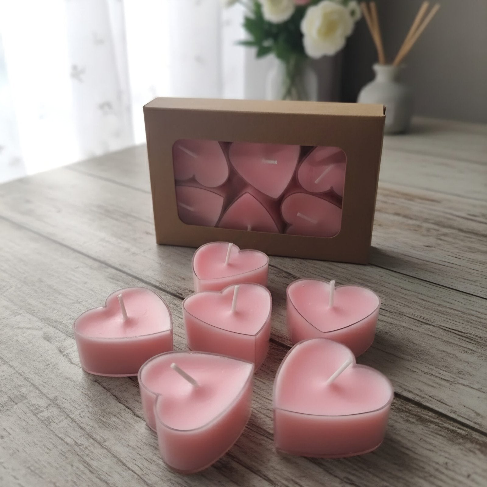 Lustra Heart Shape Tealight Candle Set - 6