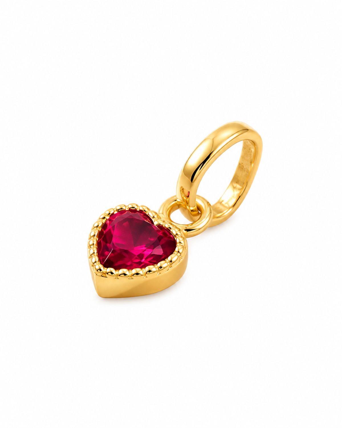 Heart-Shaped Red Stone Gold-Tone Pendant Necklace