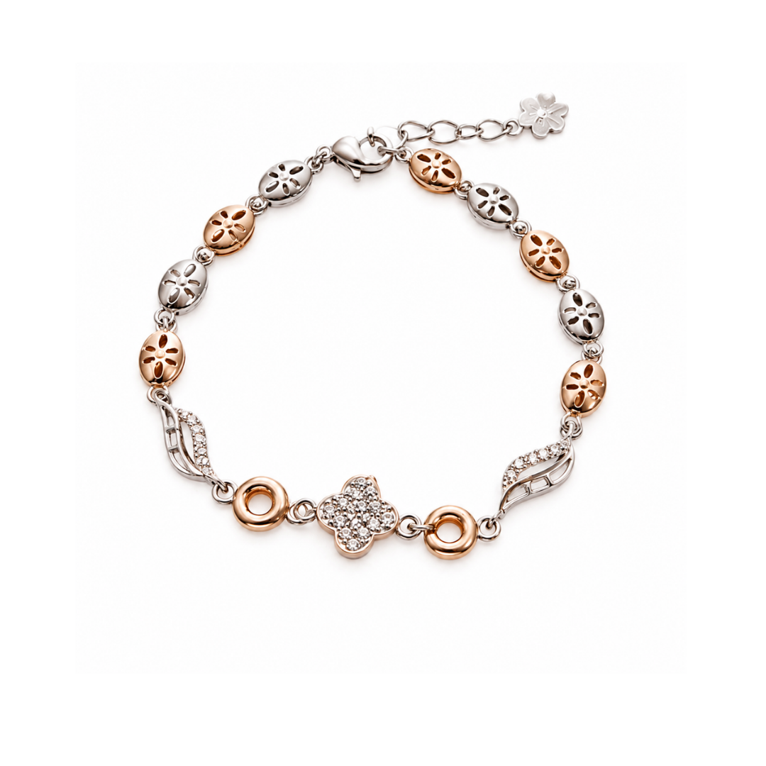 Blossom Harmony Dual-Tone Bracelet