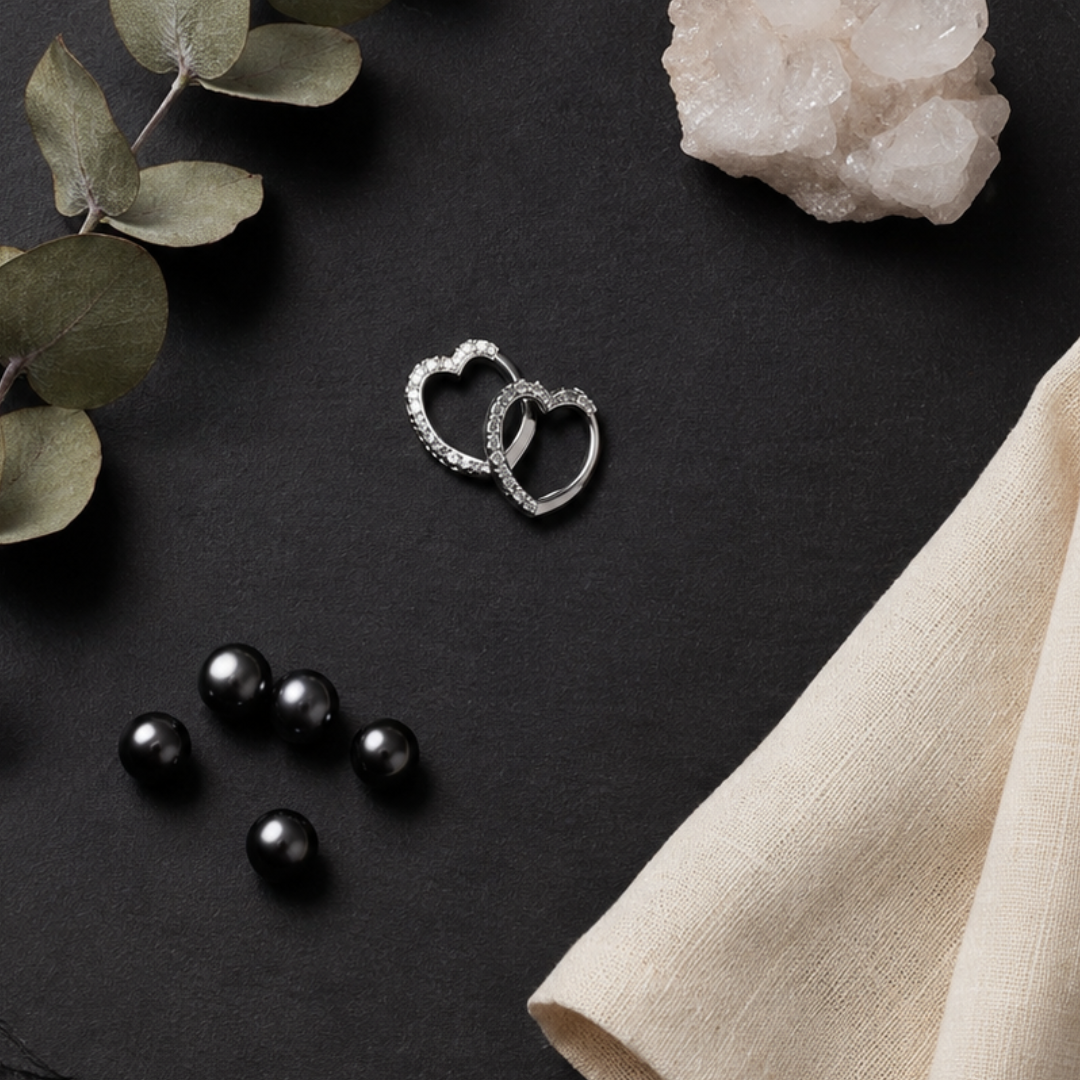 Celeste Heart Huggie Earrings