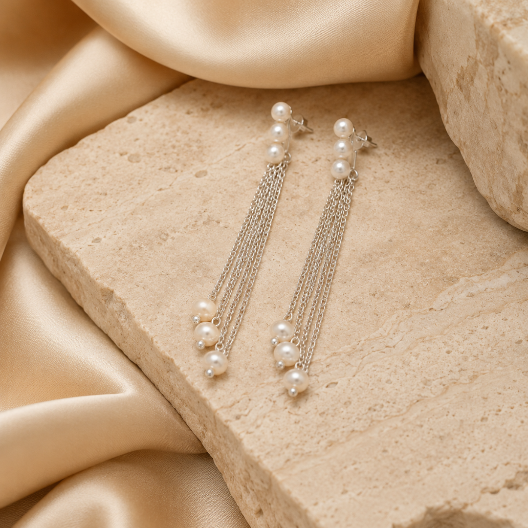 Pearl Cascade Tassel Drop Earrings