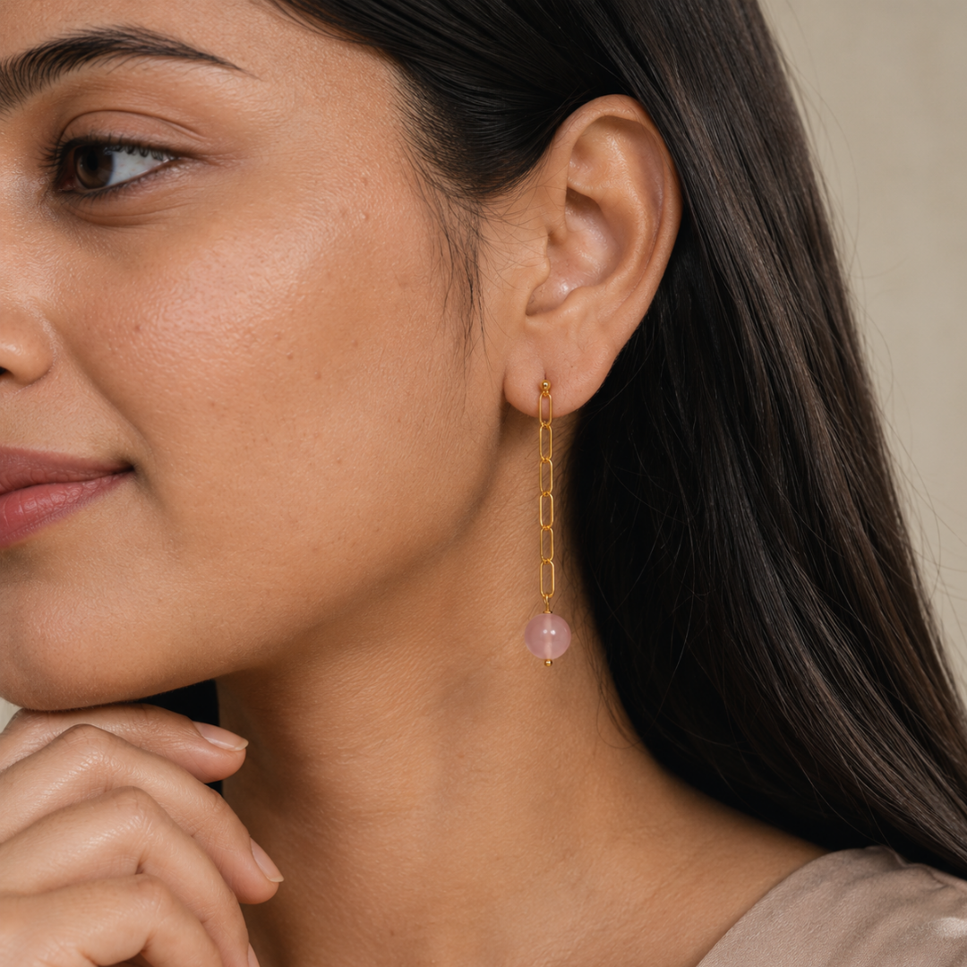 Blush Chain Drop Earrings - 925 Sterling Silver - Lustra