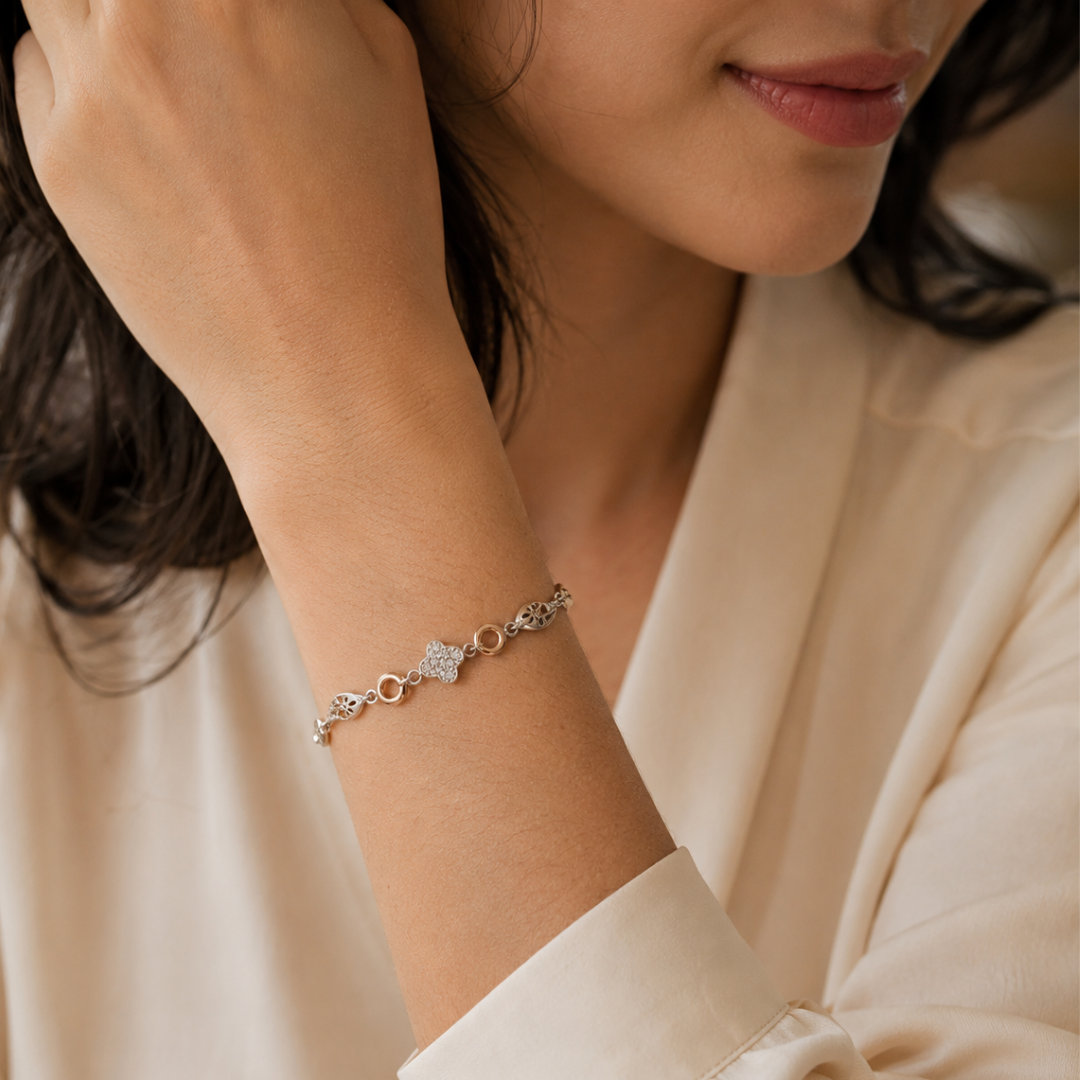 Blossom Harmony Dual-Tone Bracelet