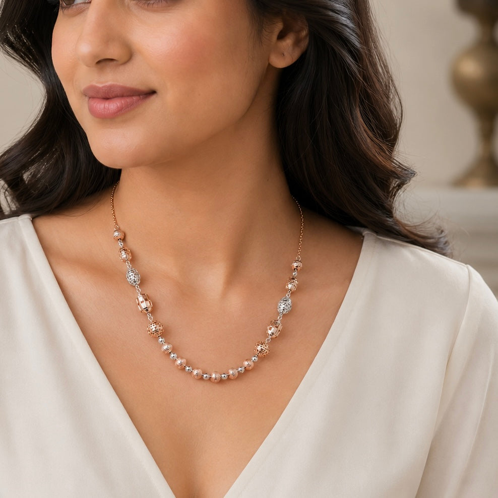 Lustra Trinity Harmony Bead Necklace - 925 Sterling Silver - Lustra