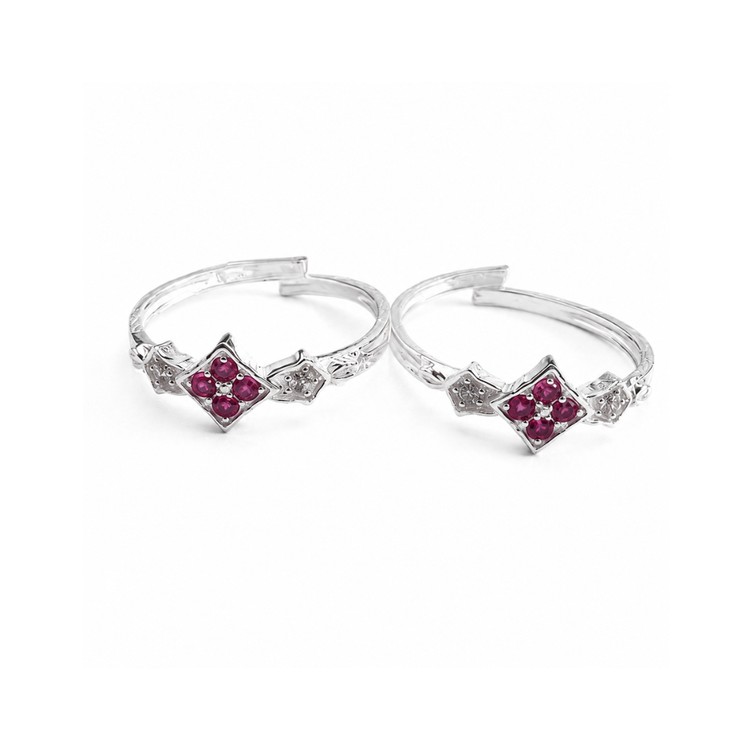 Ruby Bloom Silver Toe Ring