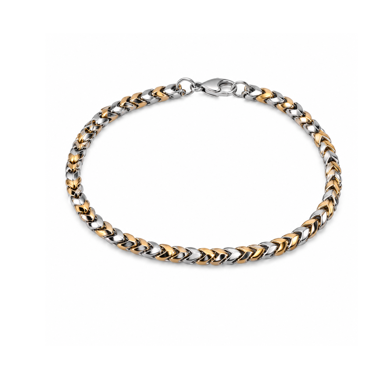 Dual Tone Chevron Link Bracelet