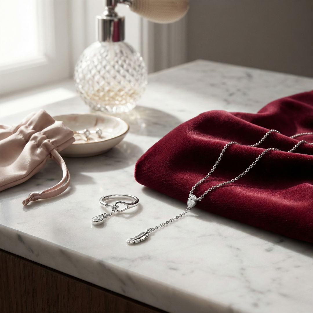 Silver Teardrop Leaf Combo Set