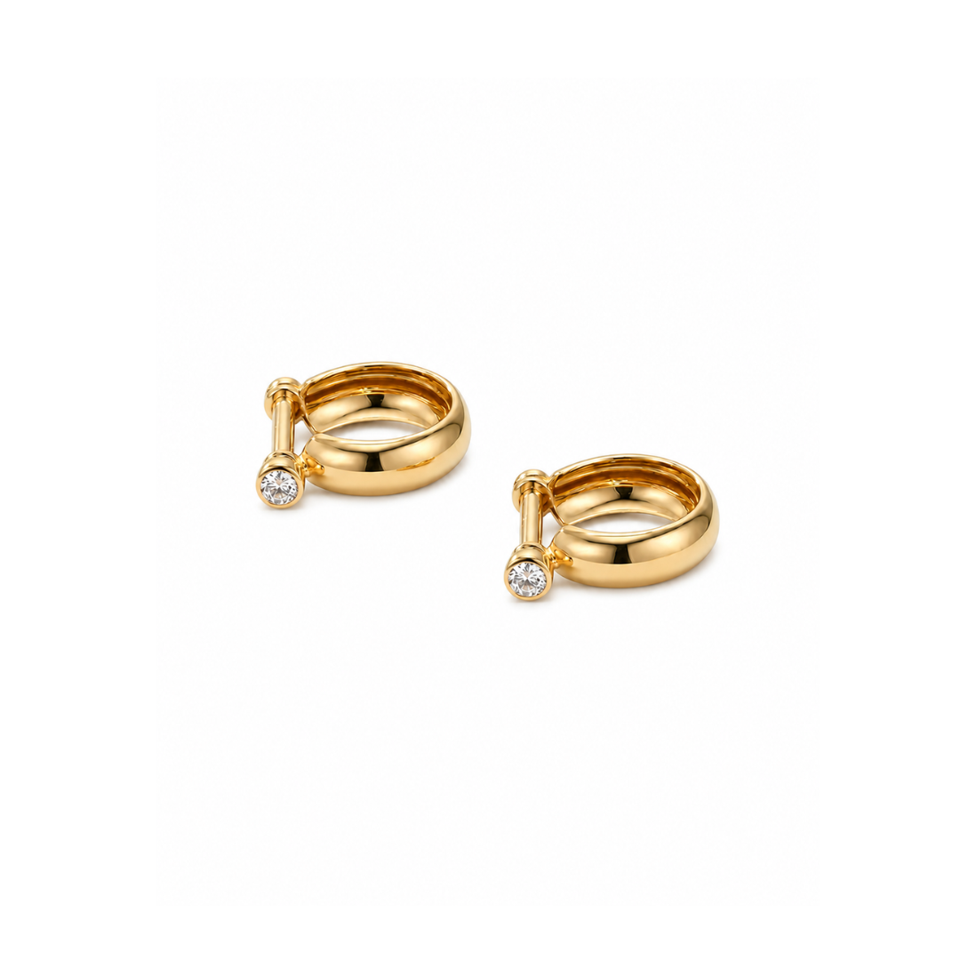 Golden Spark Huggie Silver Hoop Earrings