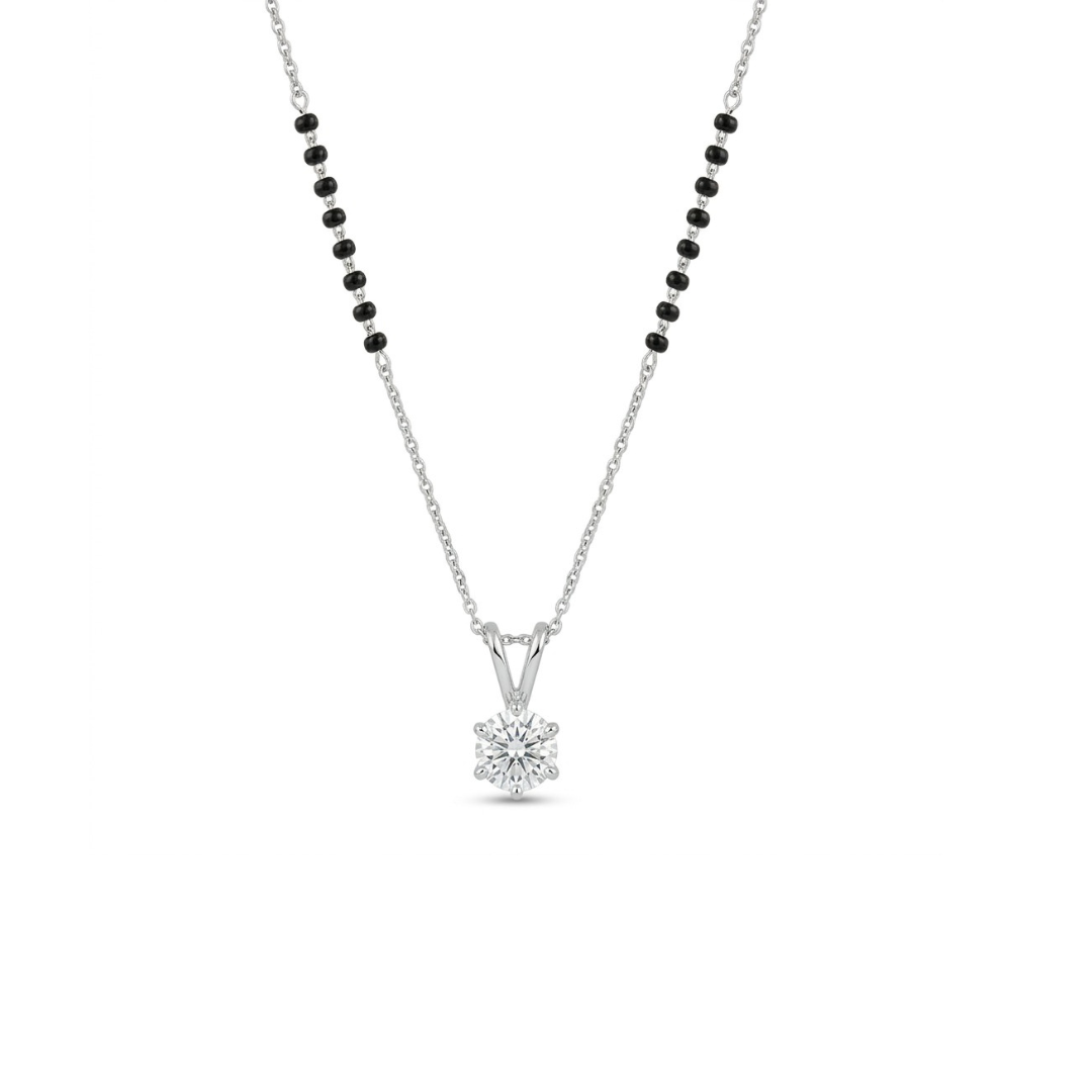 Radiant Solitaire Mangalsutra Necklace - 925 Sterling Silver - Lustra