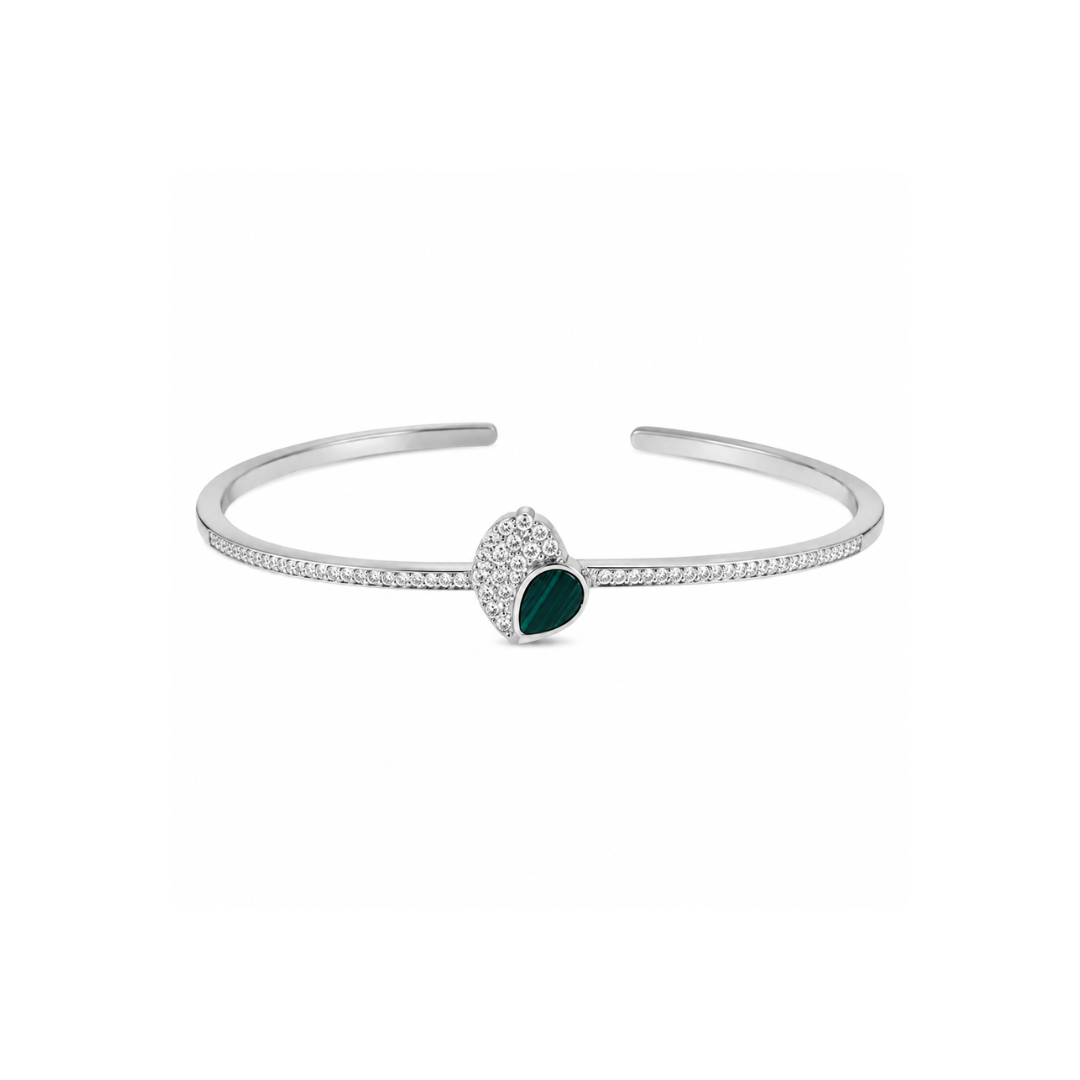 Lustra Emerald Aura Cuff Bracelet - 925 Sterling Silver - Lustra