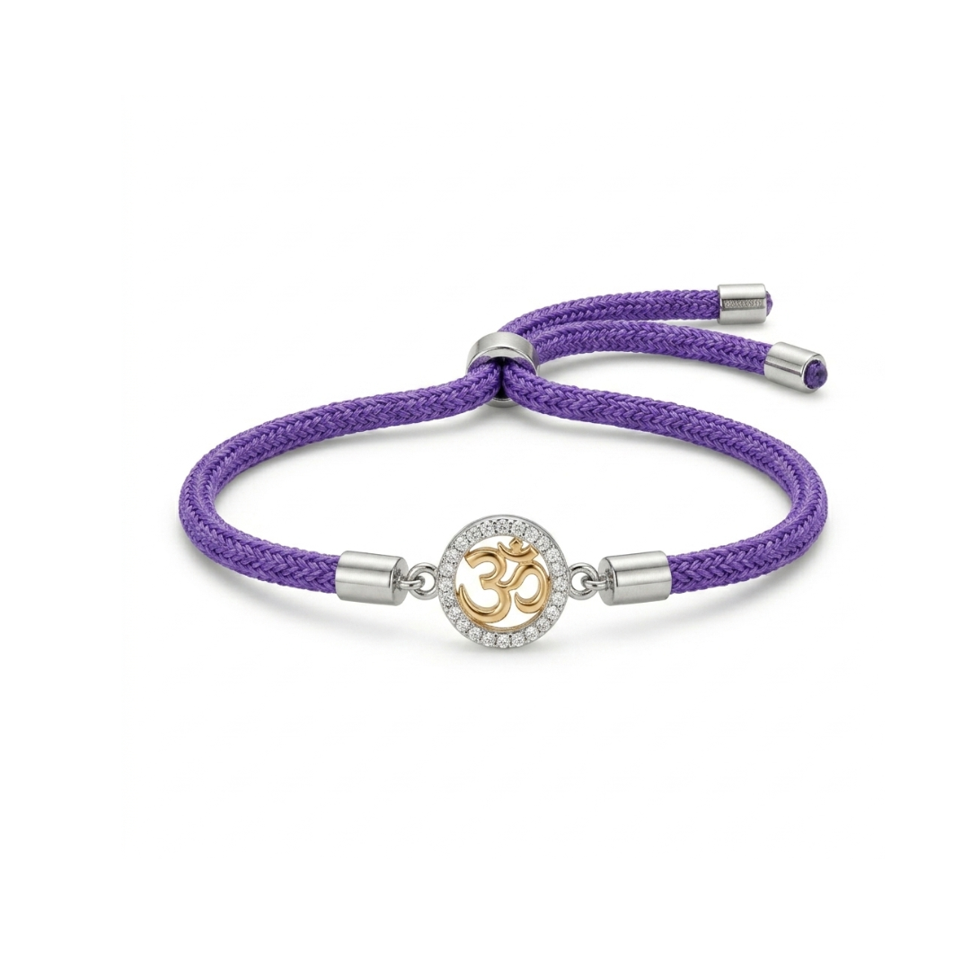 Divine Om Adjustable Silver Rakhi Bracelet