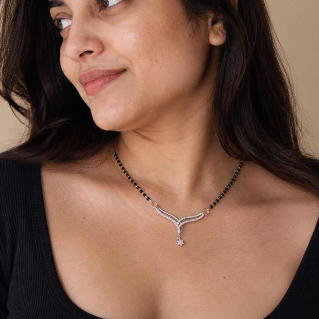 Celestial Grace Mangalsutra - 925 Sterling Silver - Lustra