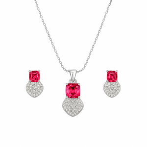Dazzling Pink Luxury Set with bright pink gemstones and pavé white stones