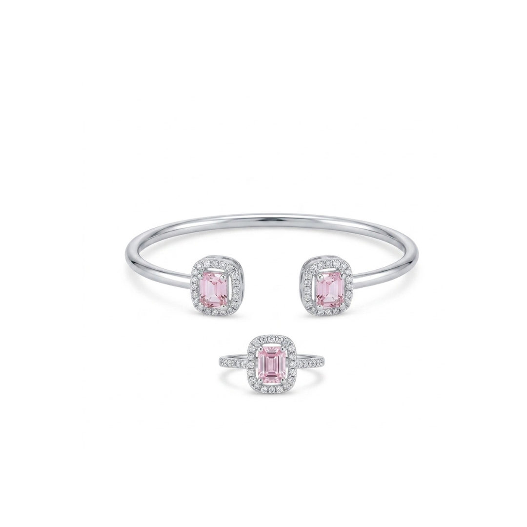 Blush Radiance Pink Halo Jewelry Set - 925 Sterling Silver - Lustra