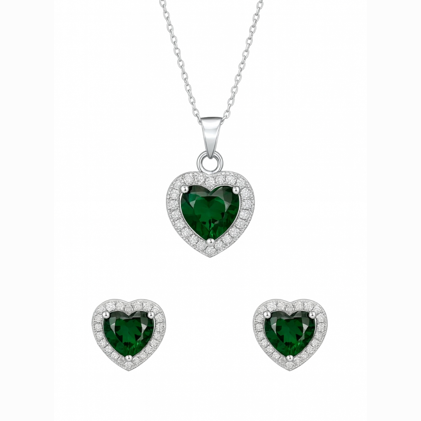 Heartfelt Elegance Jewelry Set with sparkling heart motifs and pavé stones