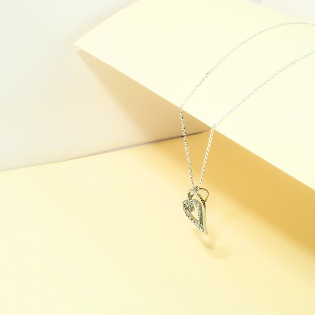 Shimmering Duo Heart Necklace