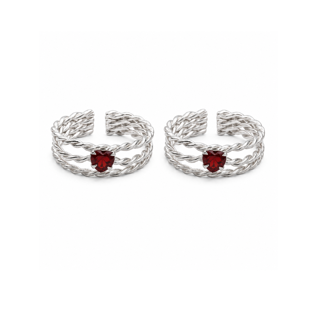 Ruby Heart Weave Toe Ring