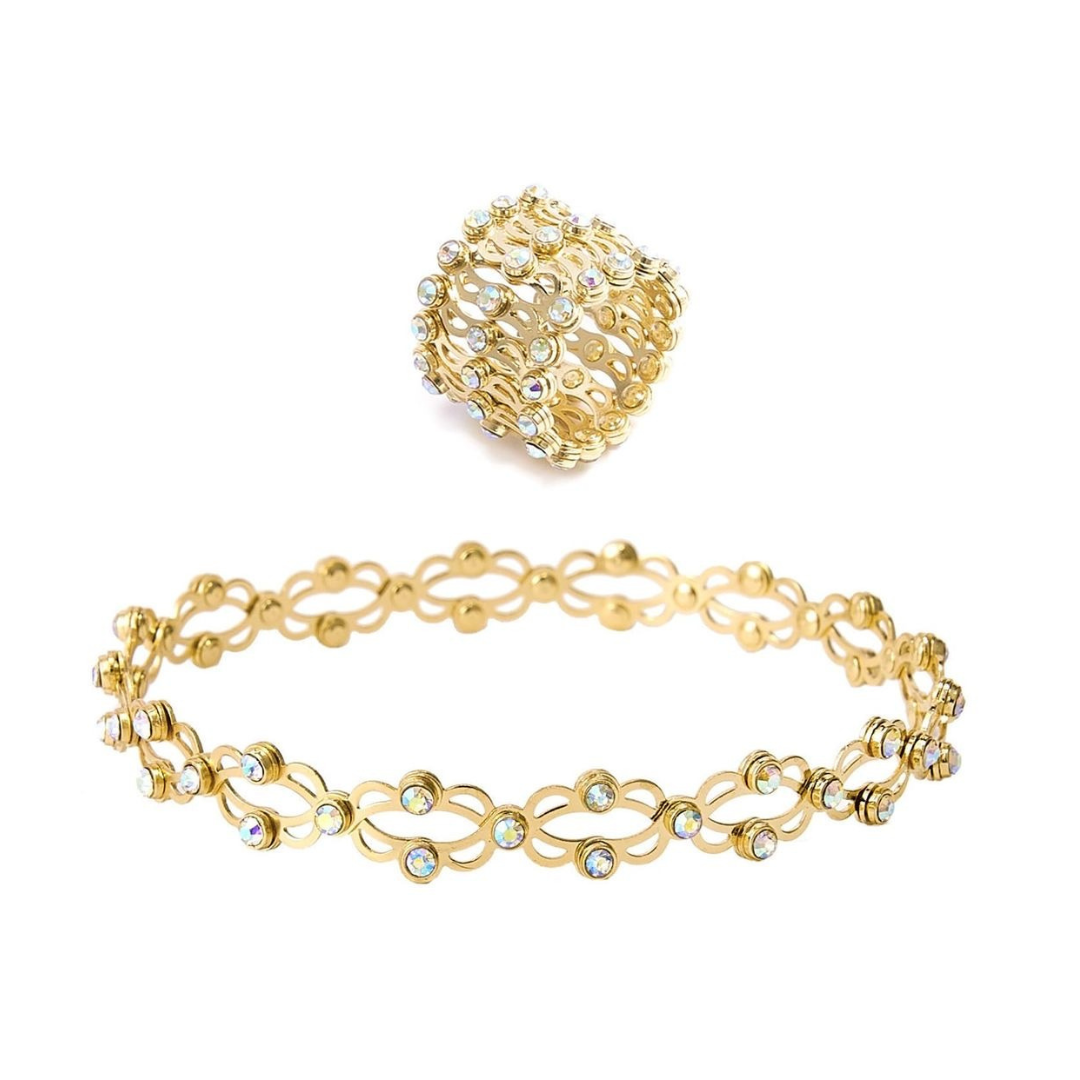 Aurora Link Bracelet & Ring Set - 925 Sterling Silver - Lustra