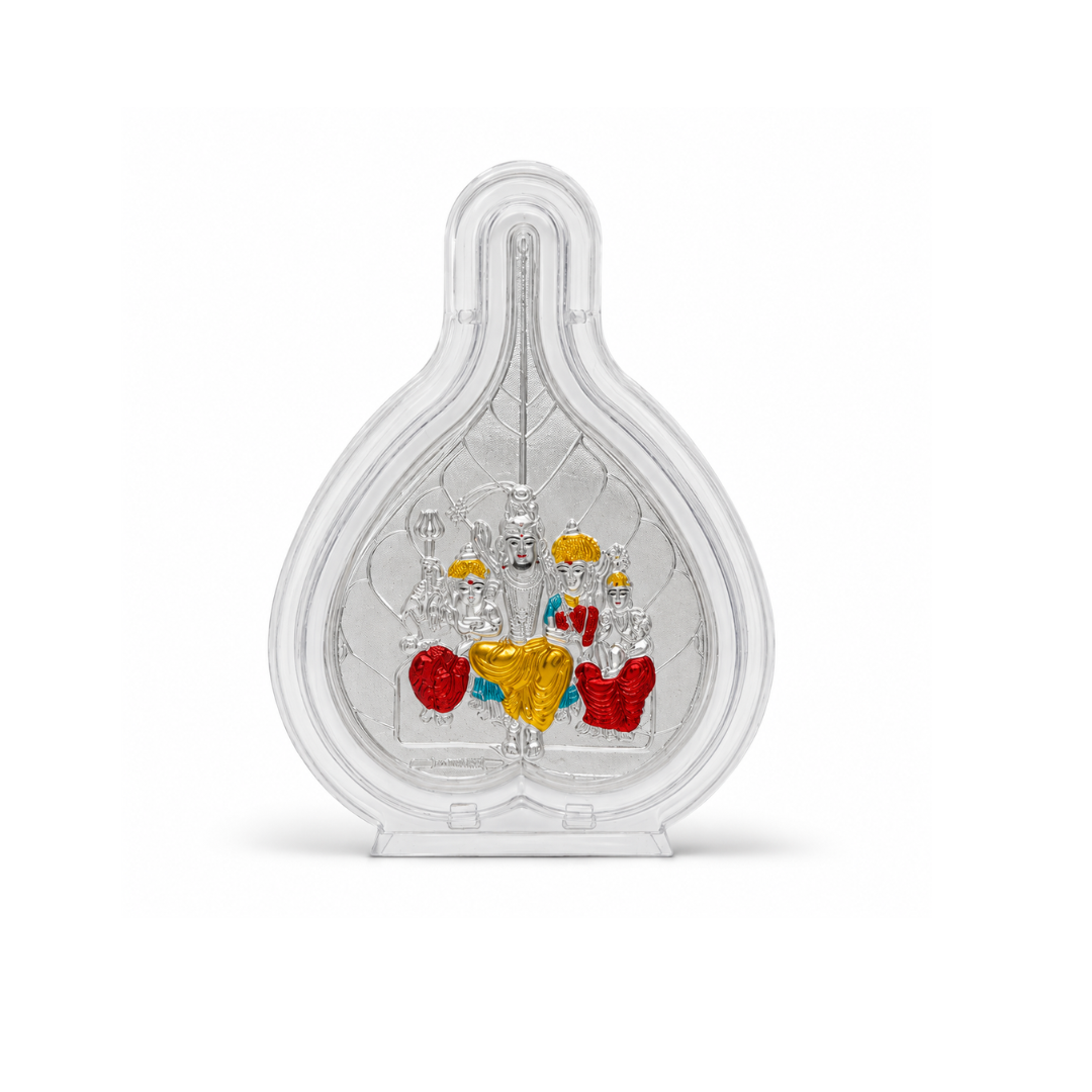 Divine Shiv Parivar 999 Silver Leaf Frame (5 x 4 Inch) - 925 Sterling Silver - Lustra
