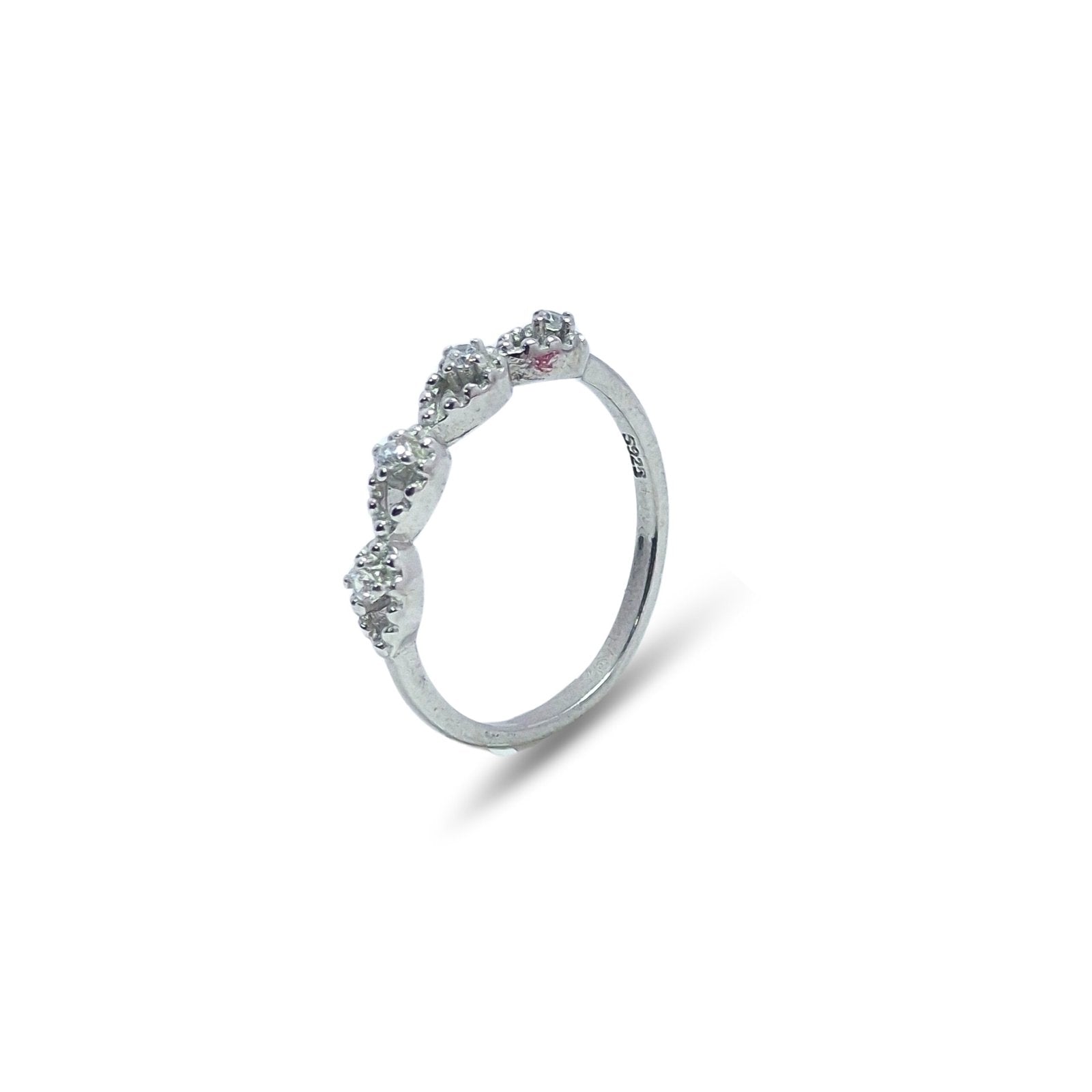 Elegant Radiant Cluster Ring crafted in 925 Fine Sterling Silver featuring a delicate arrangement of sparkling stones.