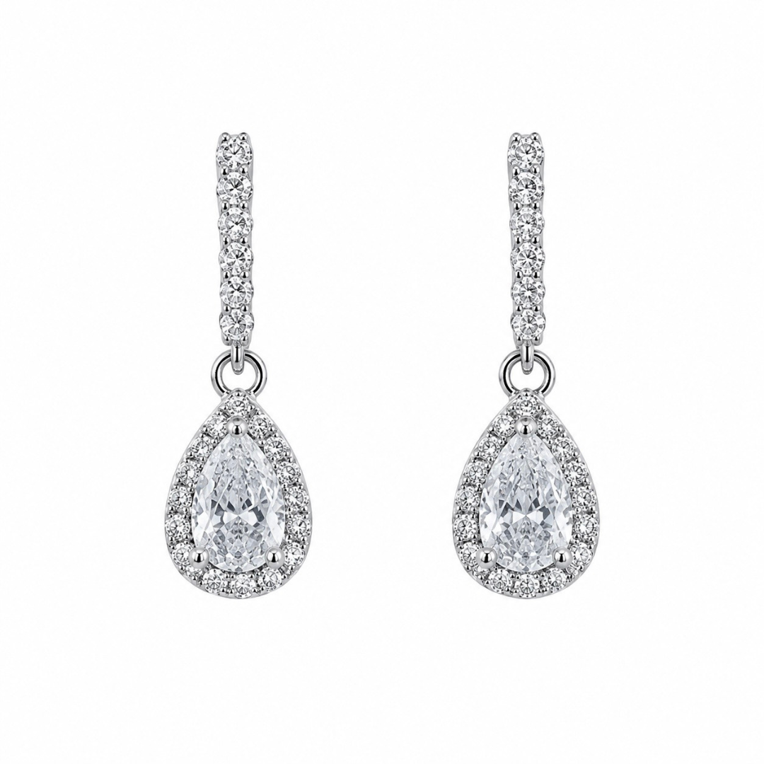 Lustra Celeste Teardrop Silver Drop Earrings