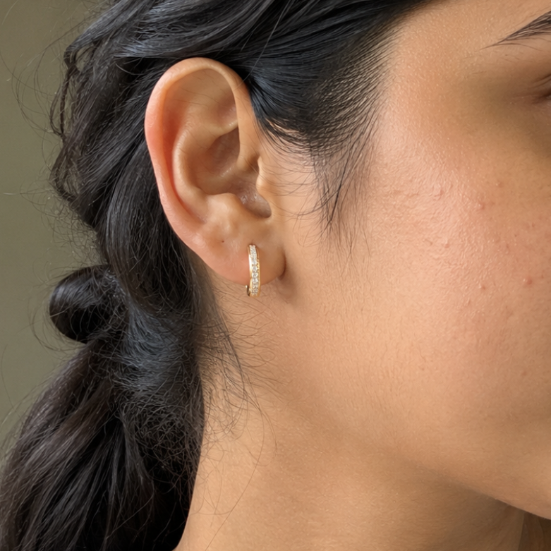 Golden Spark Huggie Hoop Earrings