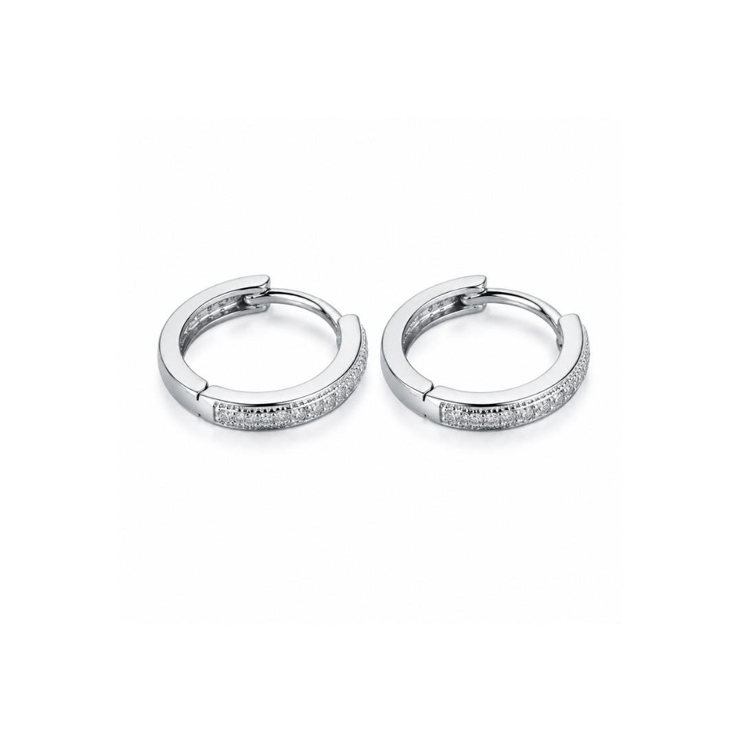Sparkling Silver Huggie Hoop Earrings