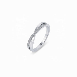 Eternal Twist Infinity Ring with diamond-studded crossover design