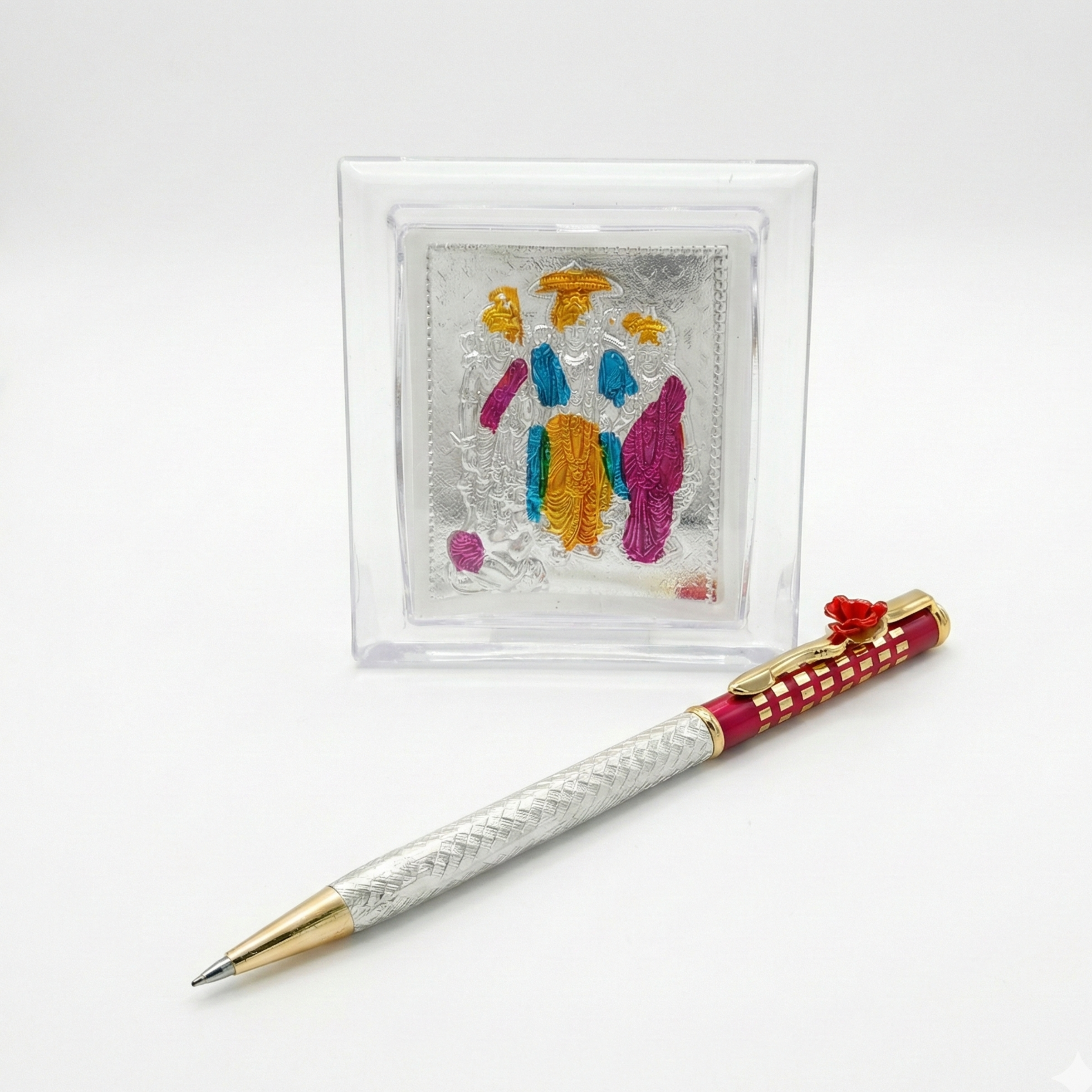Divine Grace Dual-Tone Pen with Ram Darbar Silver Frame