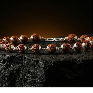 Lustra Sacred Rudraksha Silver Bracelet - 925 Sterling Silver - Lustra