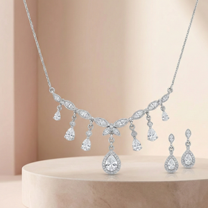Radiant Elegance Necklace and Earrings Set - 925 Sterling Silver - Lustra