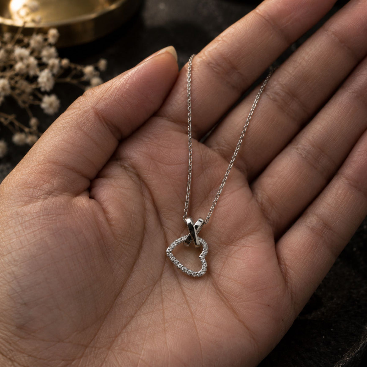 Eternal Interlock Heart 925 Silver Pendant Necklace