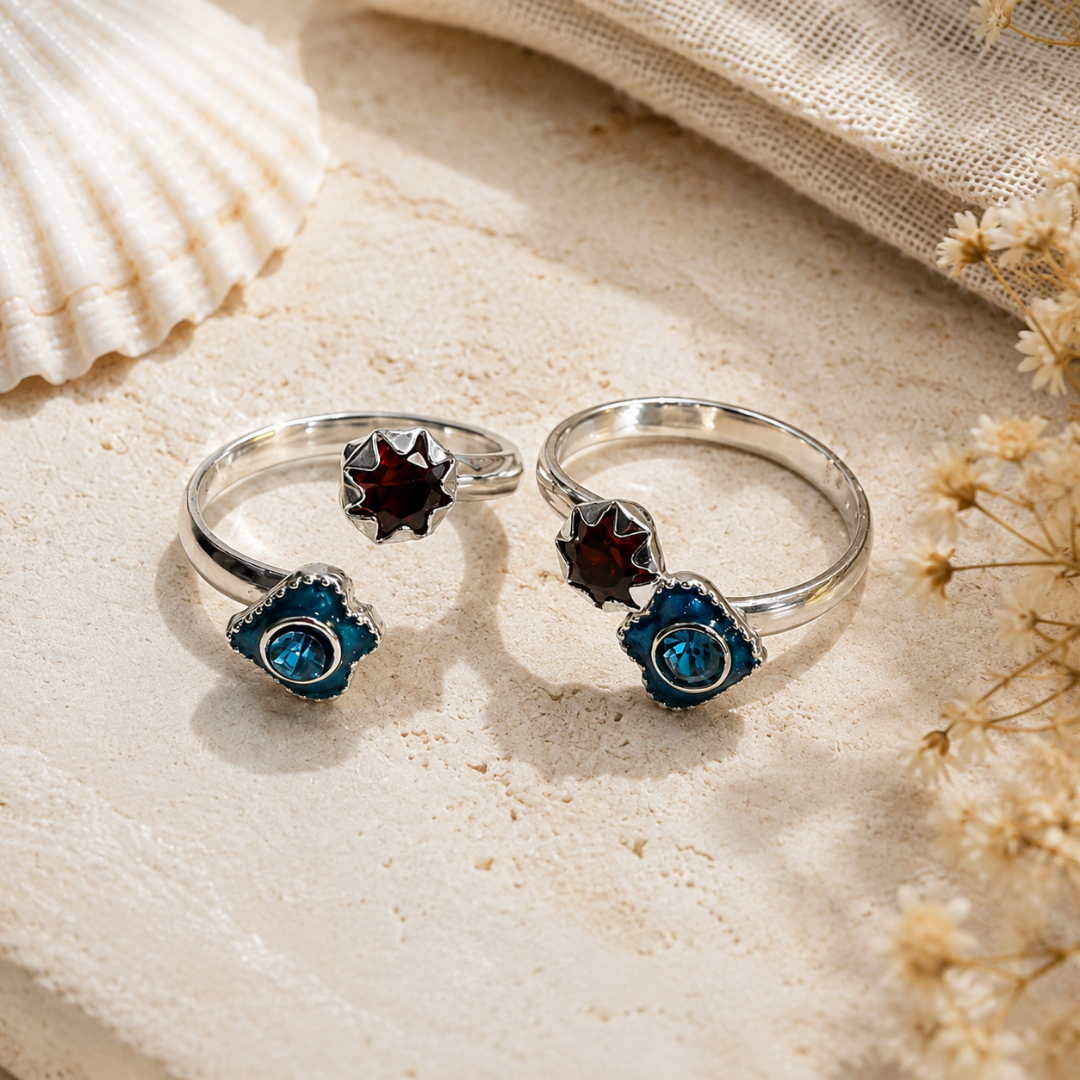 Celestial Duo Adjustable Toe Ring Set
