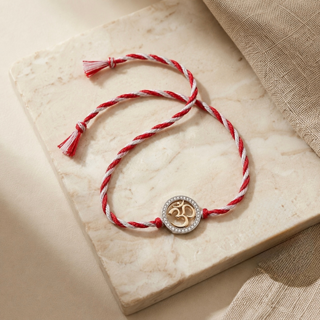 Divine Om Halo Silver Rakhi