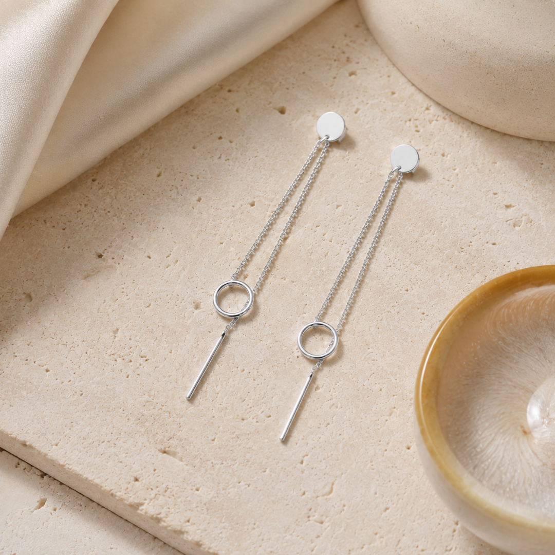 Celeste Orbit Drop Earrings - 925 Sterling Silver - Lustra