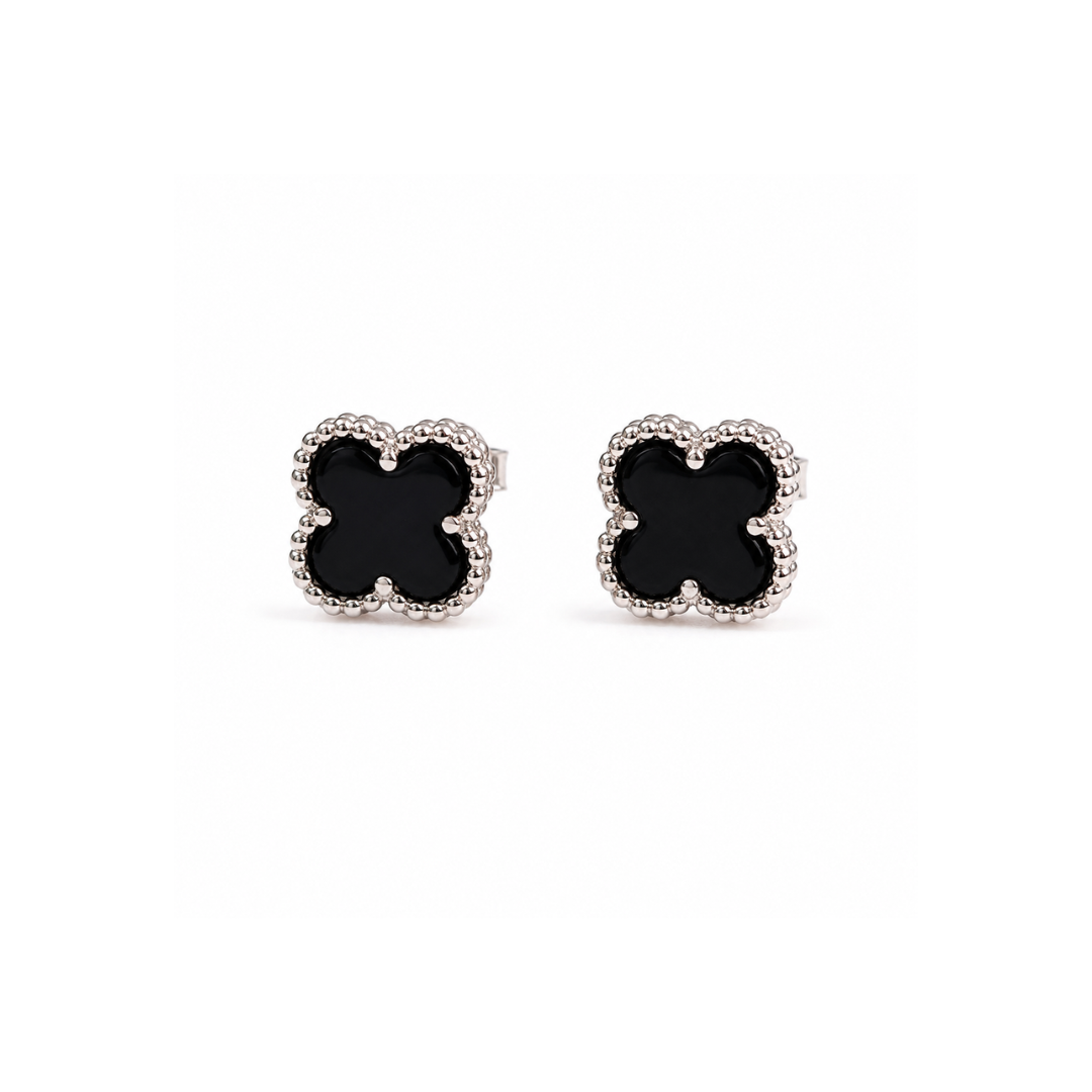 Midnight Clover Stud Earrings